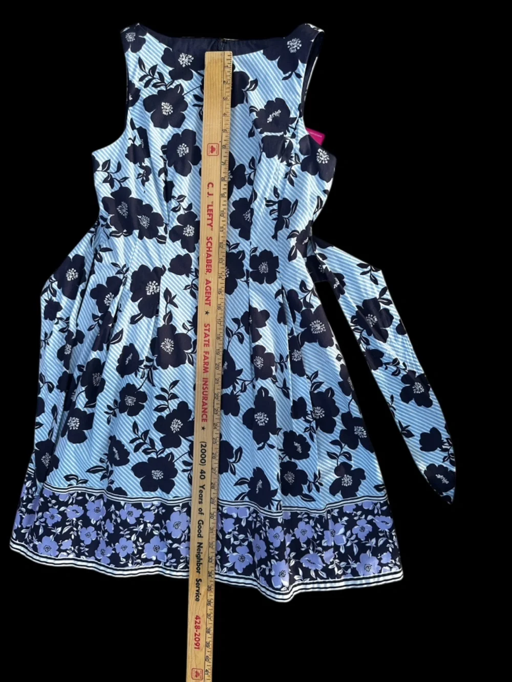 Vince Camuto navy lavender floral dress sleeveless A-line lined size 6 NWT - Picture 11 of 12